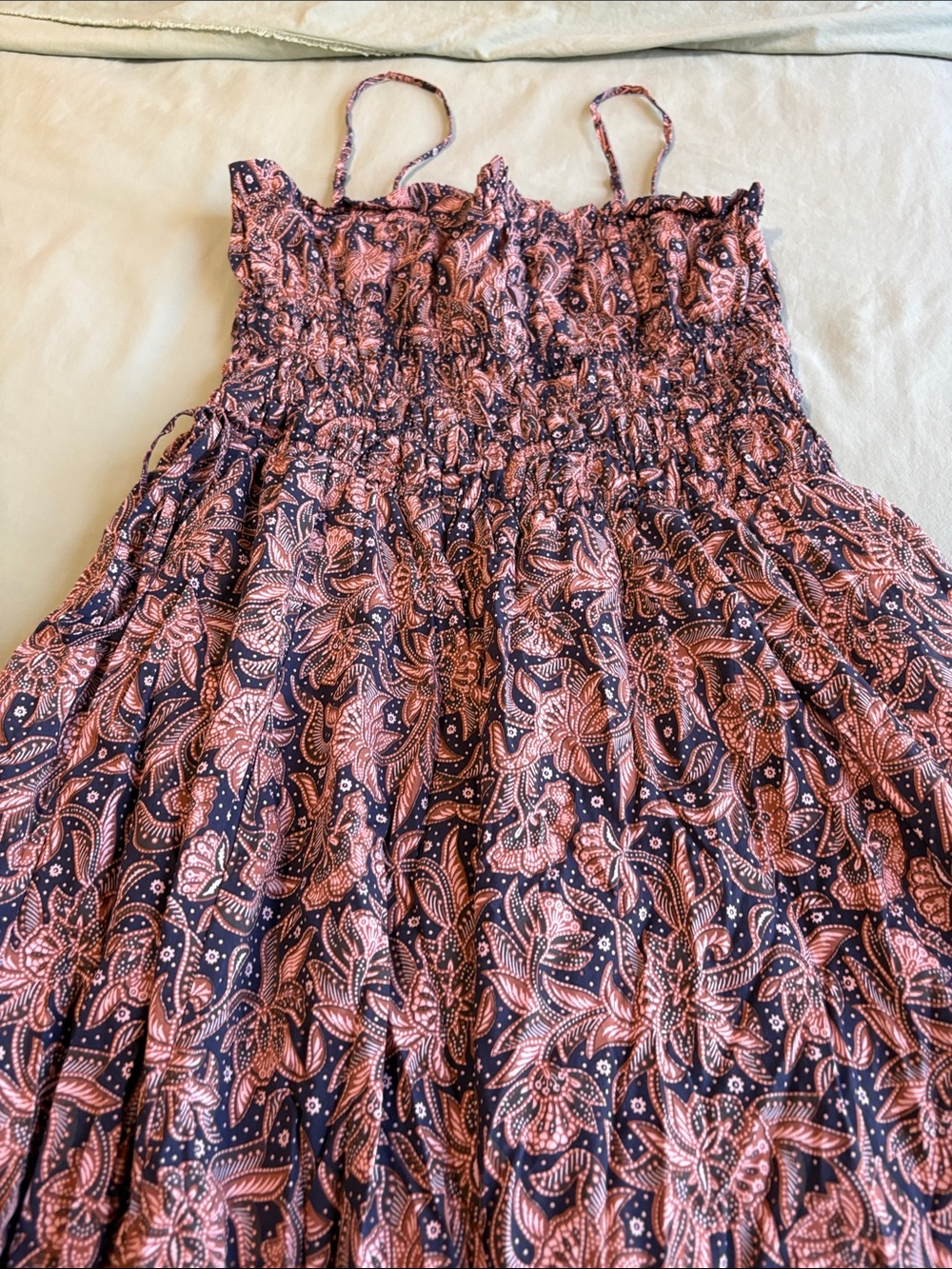 Madewell Navy Maxi Skirt with Pink Paisley Print